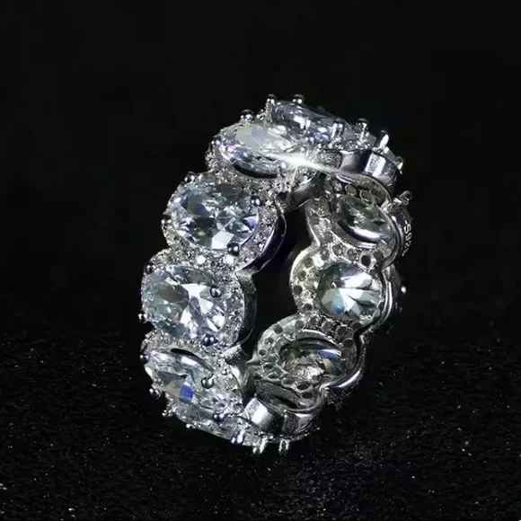 The “Traci” Oval Lab Created Diamond Pave Band - Picture 3 of 6